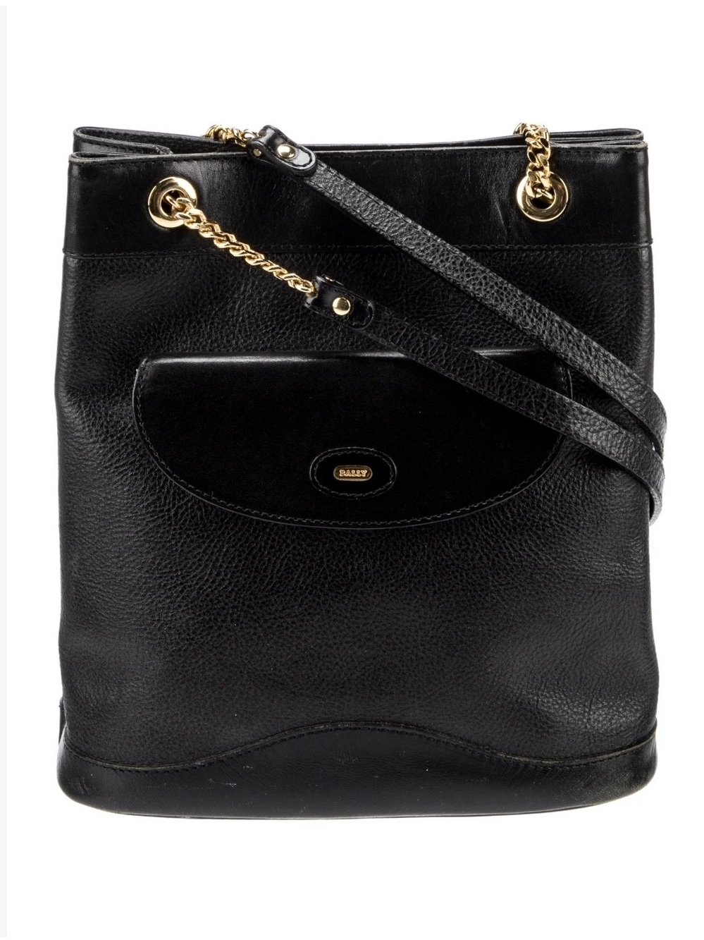 Bally Black Leather Chain-Handle Shoulder Bag